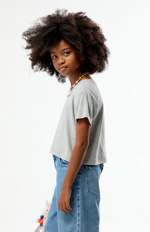 Heather Gray Ribbed Skimmer T-Shirt image number 3