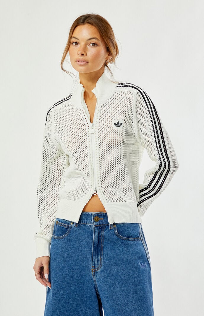 adidas Off White Crochet Track Jacket