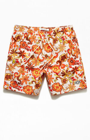 '60s Floral 17" Swim Trunks image number 1