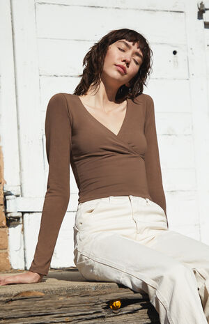 Brown Amara Long Sleeve Top image number 1