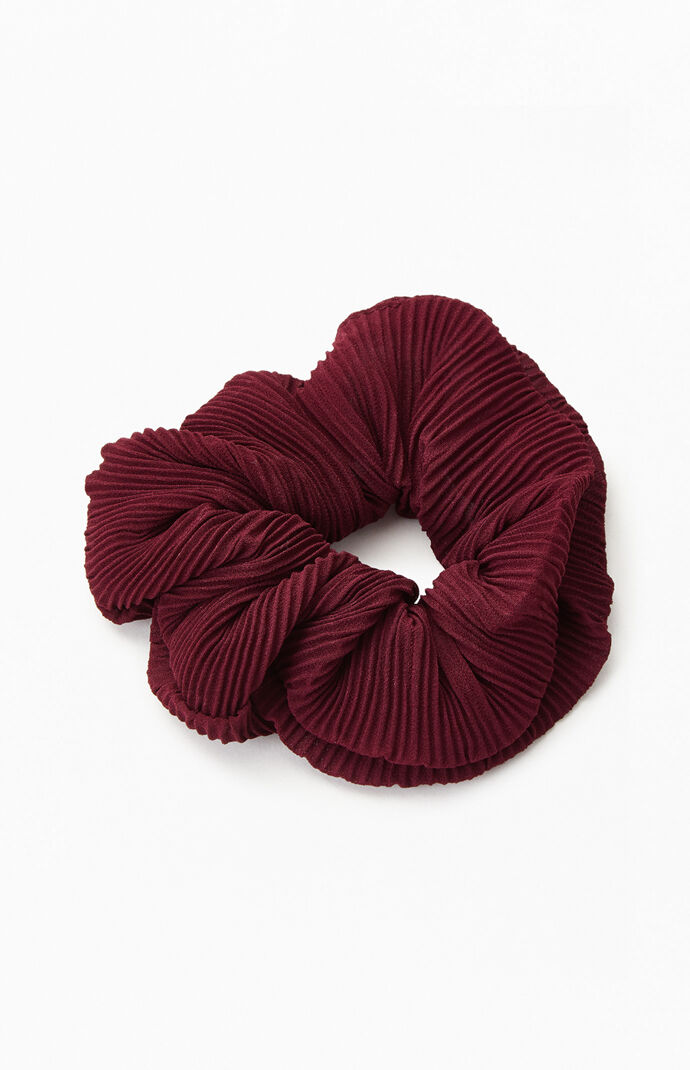 Burgundy Pleated Scrunchie