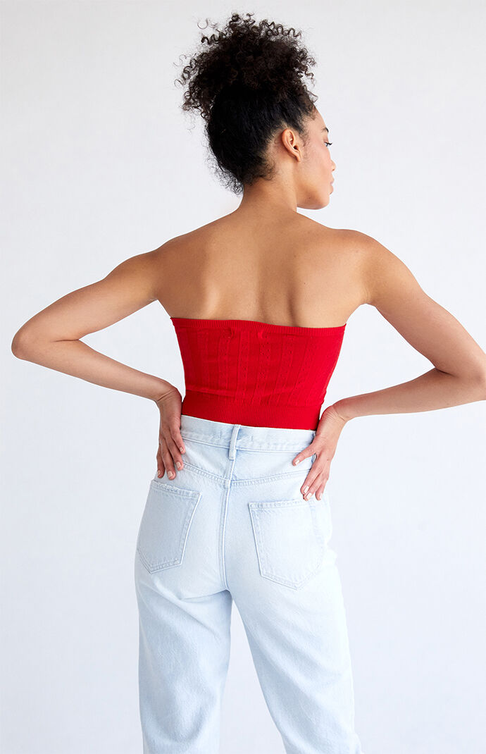 Embroidered Pointelle Tube Top