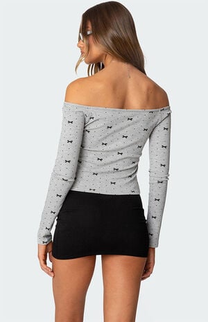 Ryna Bows and Dots Off Shoulder Top image number 4