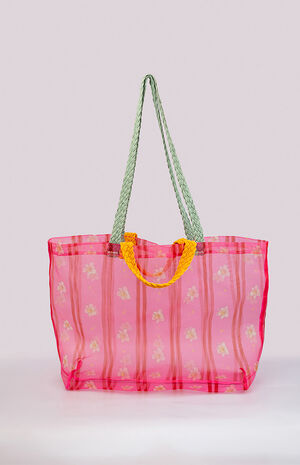 Floral Stripe Mesh Market Bag image number 2
