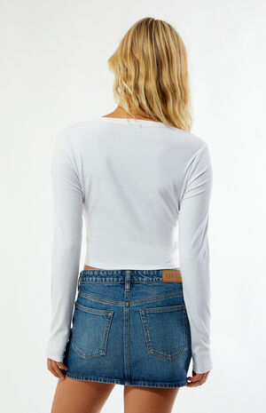 Buddha Notched V-Neck Long Sleeve Top image number 4