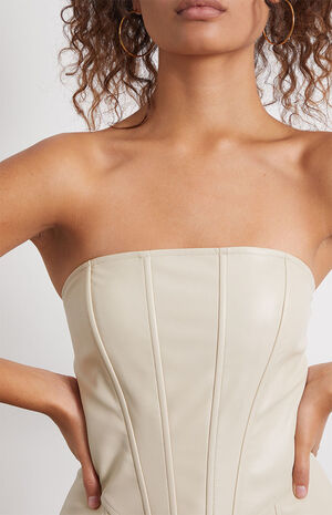 Faux Leather Strapless Dress image number 3