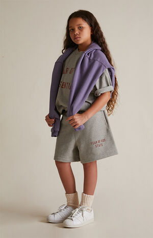 Kids Dark Heather Oatmeal Crew Neck T-Shirt image number 6