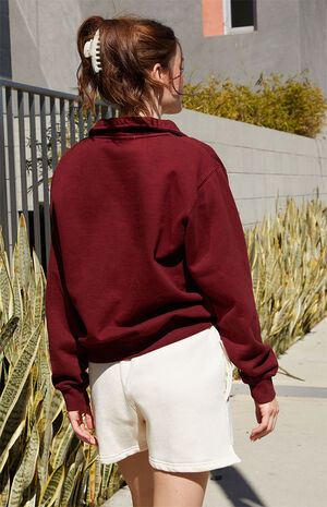 Burgundy New York Half Zip Sweatshirt image number 3
