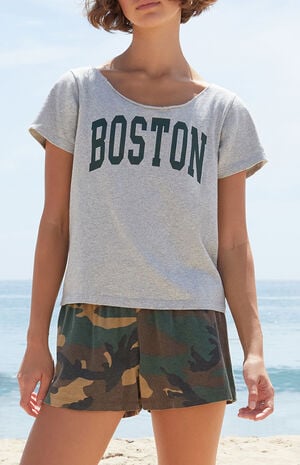 Silver Boston Short Sleeve Off-The-Shoulder Top image number 1