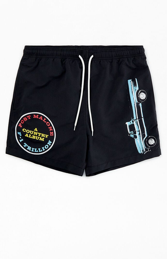 Post Malone Black 4.5" Swim Trunks