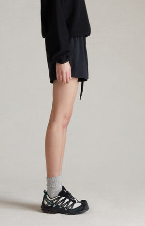 Women's Jet Black Nylon Running Shorts image number 3