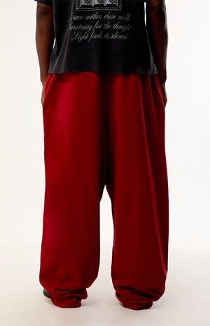 Washed Red Terrain Wide Leg Sweatpants image number 4