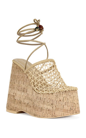 Women's Venne Nude Platform Wedge Wrap Around Sandals image number 2