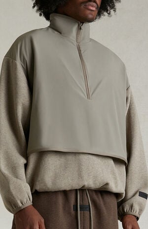 Dust Heather Grey Nylon Fleece Mock Neck Sweatshirt image number 5