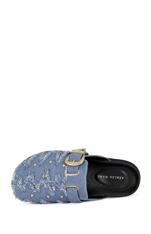 Women's Zale Studded Flat Denim Mules image number 4
