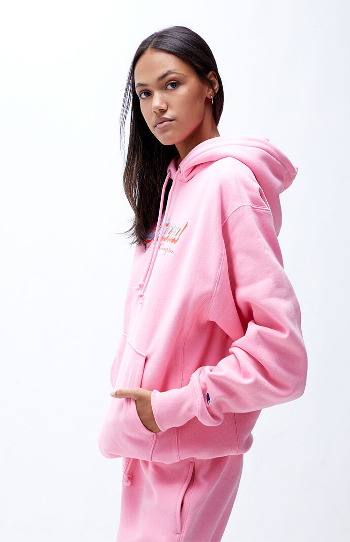 Champion pink online hoodie womens