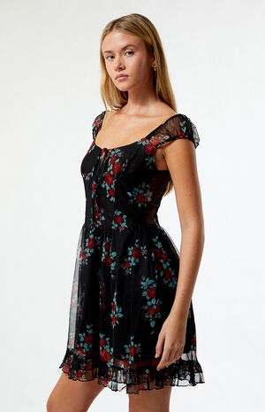 Floral Mesh Mini Dress image number 3