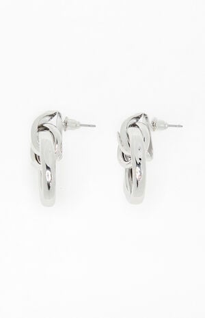 Silver Oval Hoop Earrings image number 2