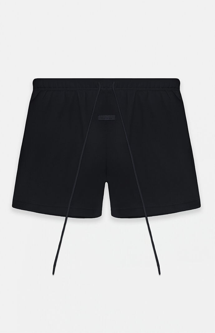 Fear of God Essentials Jet Black Fleece Running Shorts | PacSun