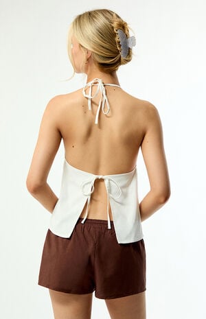 Rumi Linen Tie Front Halter Top image number 4