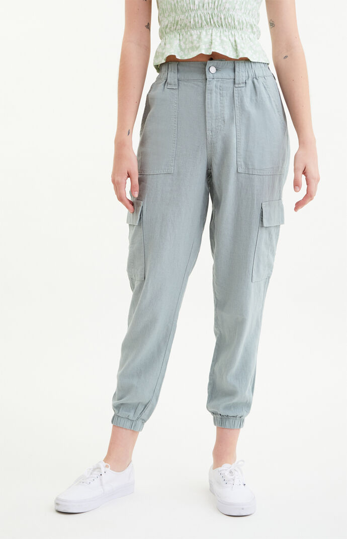 linen cargo jogger pants