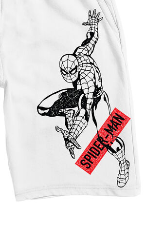 White Spider Man Swinging French Terry Shorts image number 2