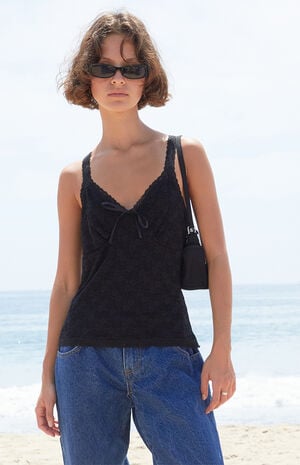 Black Amara Lace Tank Top image number 1