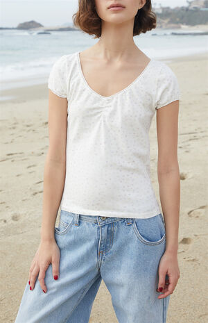 White Floral Gina Cinched Top image number 2