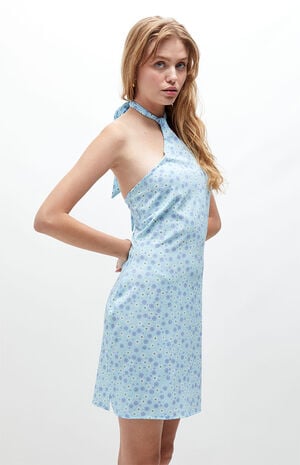 Blue Halter Neck Mini Dress image number 2