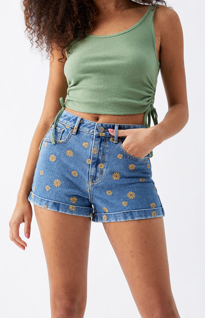 pacsun flower jean shorts