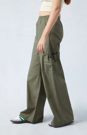 Linen Pull-On Baggy Cargo Pants image number 3