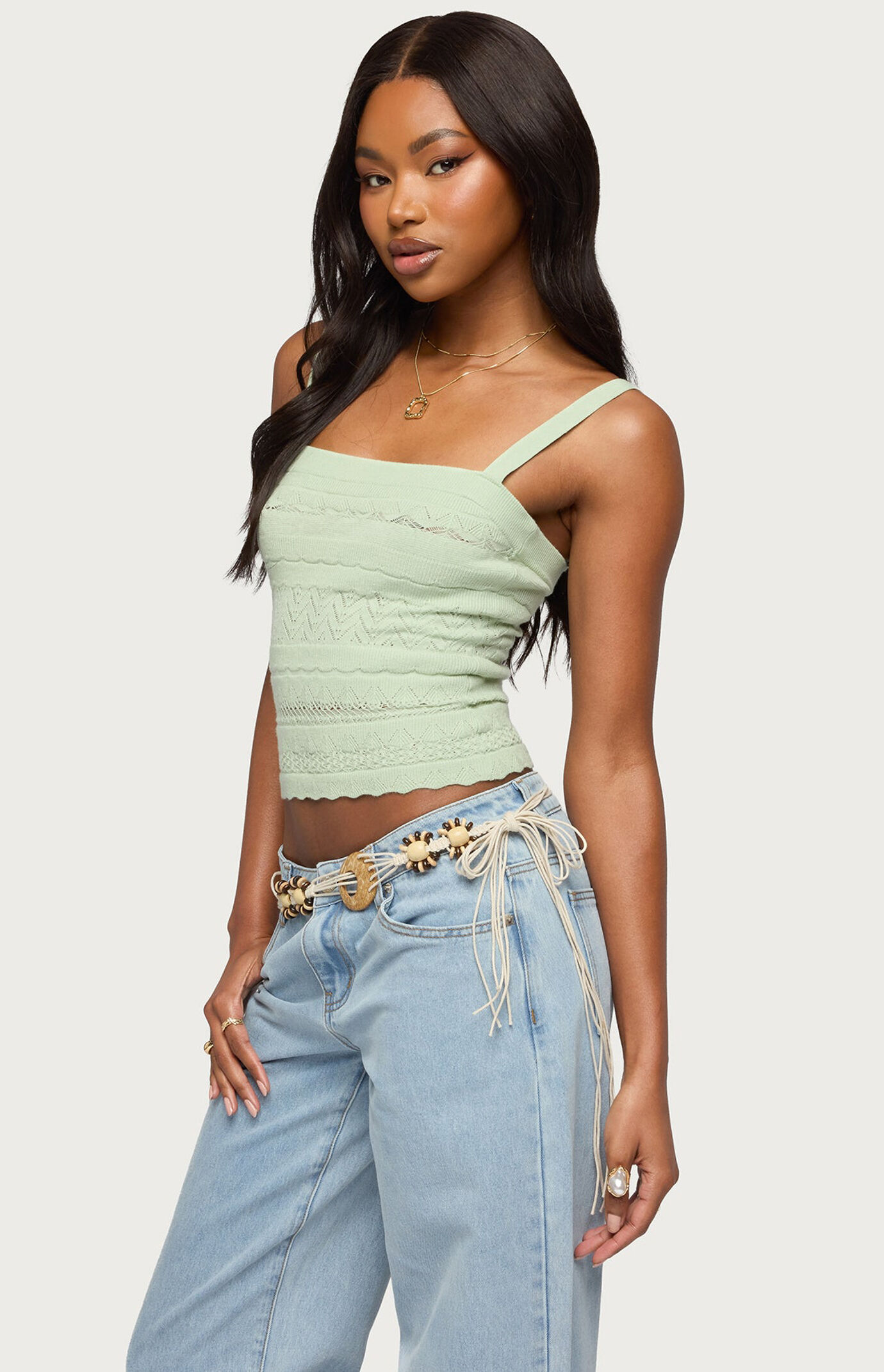 Edikted Naia Pointelle Knit Tank Top