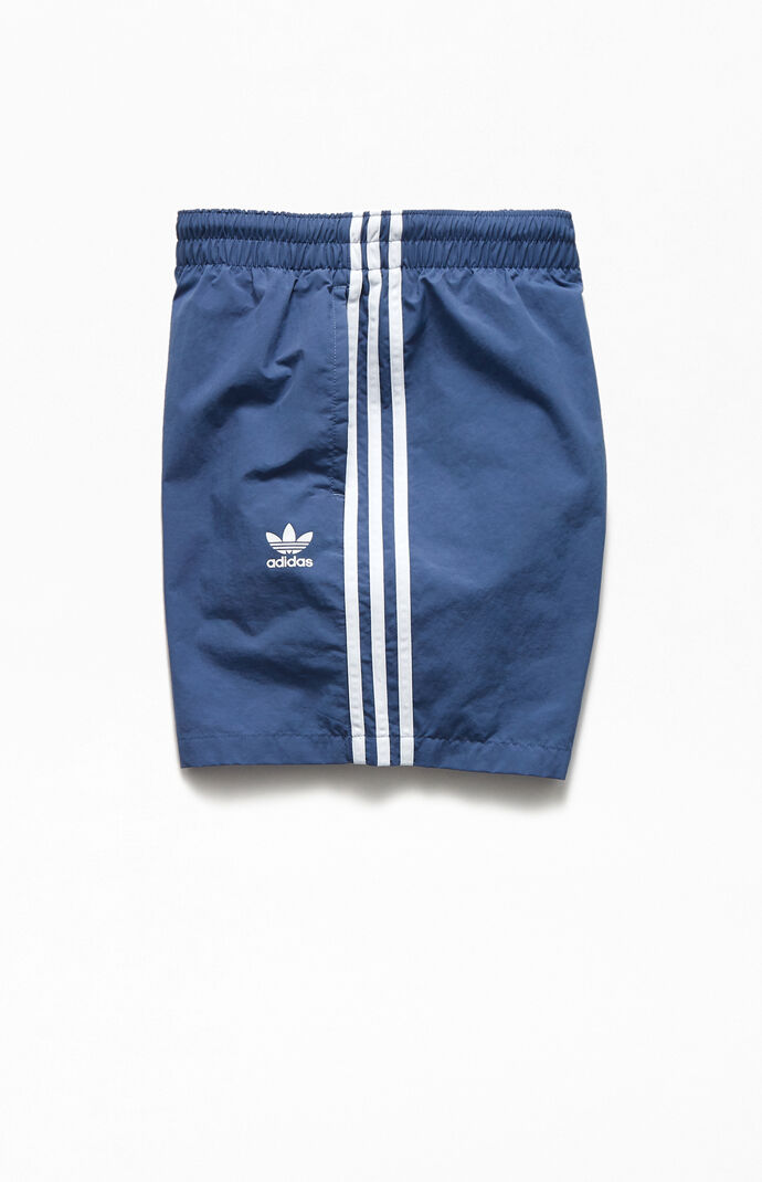 Blue 3-Stripes 16" Swim Trunks