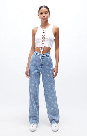 Tonal Flower&nbsp;Boyfriend Carpenter Pants image number 6