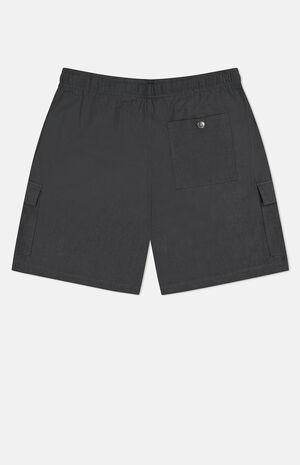 Black Linen Utility Cargo Shorts image number 2