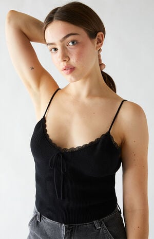 Lace Trim Sweater Tank Top image number 1