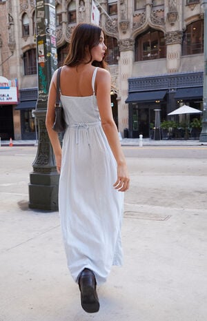 Blue Floral Tie Front Slip Dress image number 4