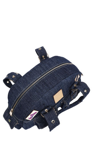 Dark Denim Multi Patch Satchel Bag image number 7
