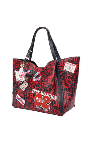 Red Multi Patch Graphic Tote Bag image number 3