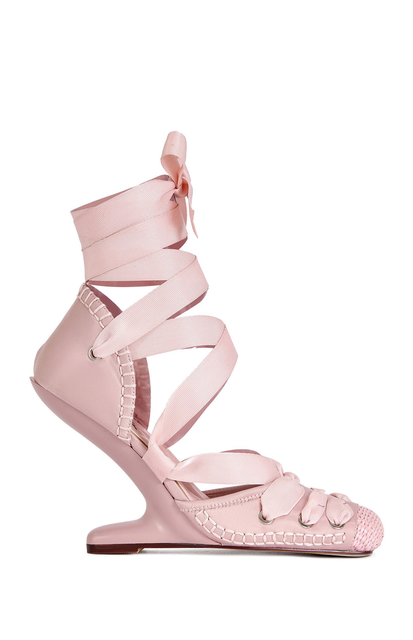 AZALEA WANG Women's Tendu Pink Ballerina Wrap-Around Wedge Heels