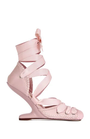 Women's Tendu Pink Ballerina Wrap-Around Wedge Heels image number 1