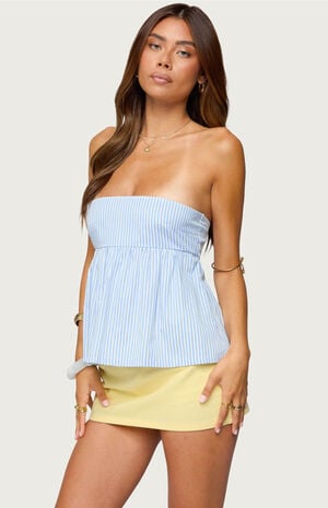 Maddie Strapless Striped Babydoll Top image number 2