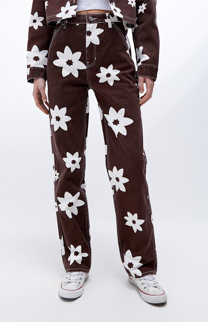 PacSun Brown Flower Boyfriend Carpenter 
