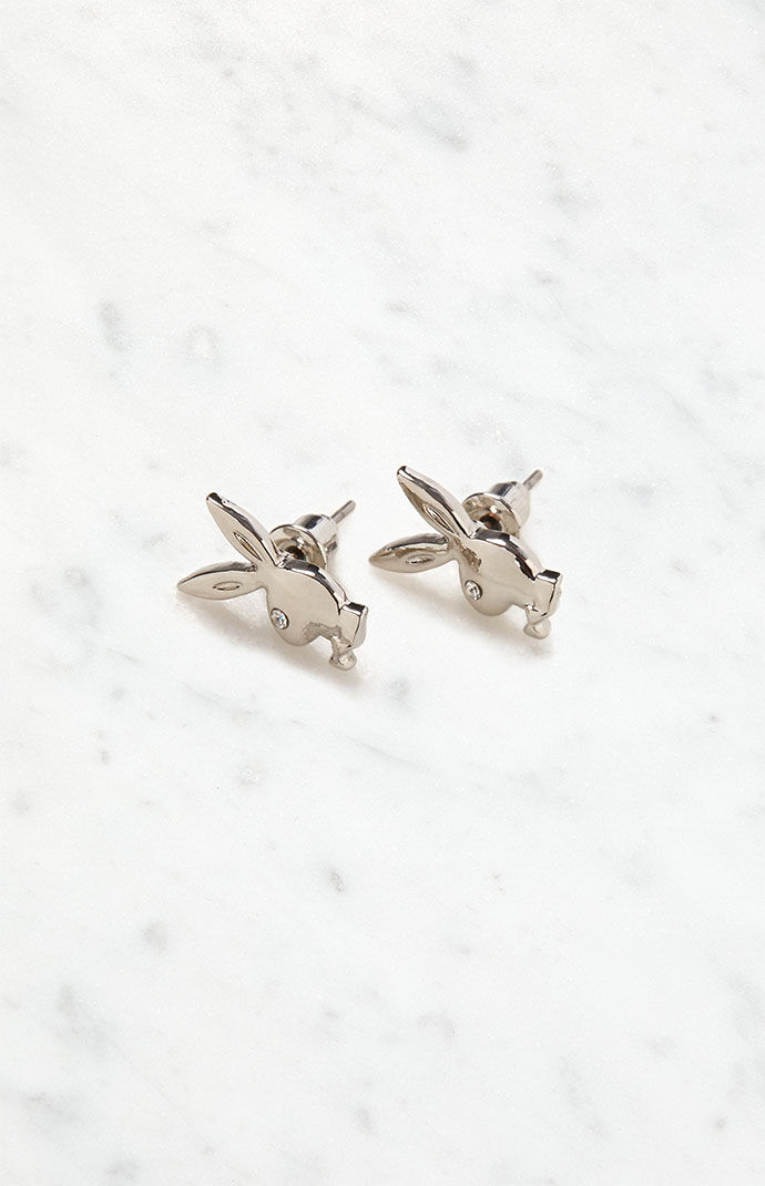 Playboy By PacSun Silver Bunny Stud Earrings PacSun