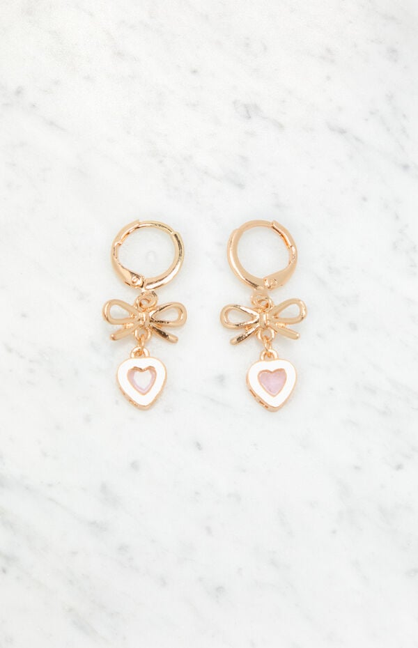 LA Hearts Bow Heart Hoop Earrings