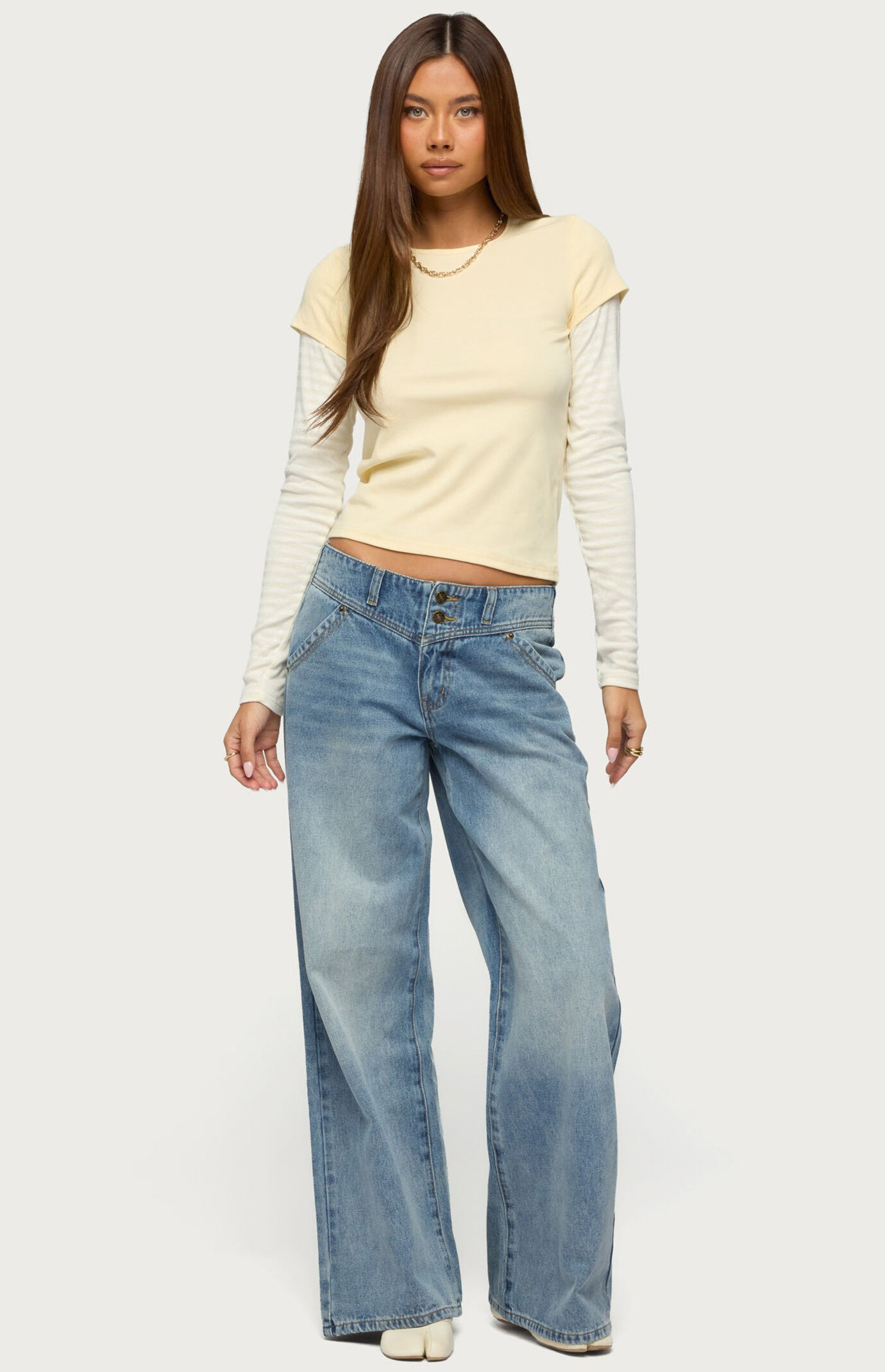 Edikted Meredith Low Rise Wide Leg Jeans