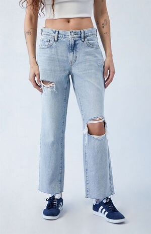 Eco Stretch Light Blue Ripped '90s Straight Leg Jeans