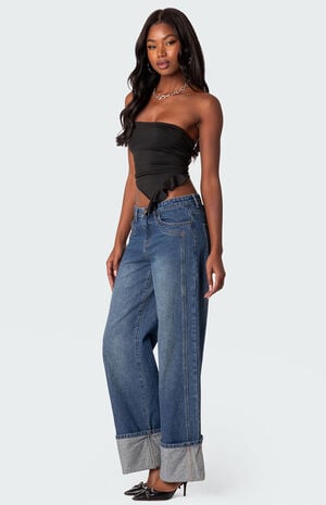 Hayley Lace Up Ruffle Tube Top image number 2