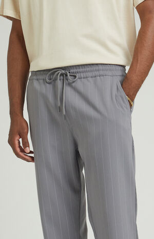 Charcoal Pinstripe Liam Straight Trousers image number 5