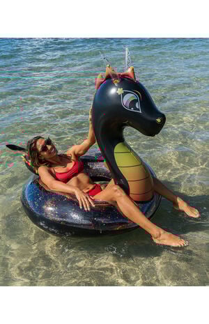 Inflatable 48" Black Glitter Dragon Pool Tube image number 3
